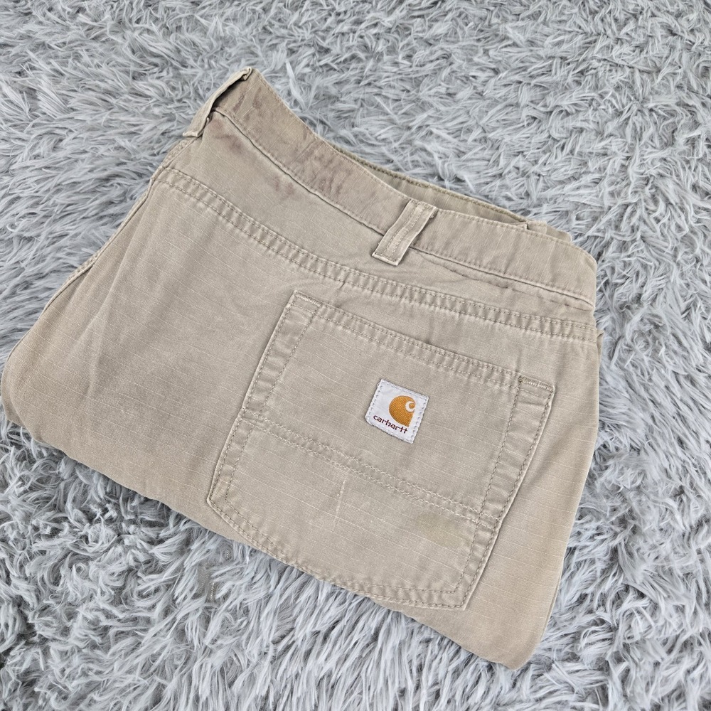 Carhartt 100634 Ripstop Mens 43x25* Tan Cell Phone Relaxed Fit Distressed Pants